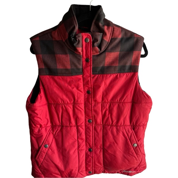Eddie Bauer Jackets & Blazers - Eddie Bauer women’s Red Buffalo plaid outdoor puffer Vest size XL
